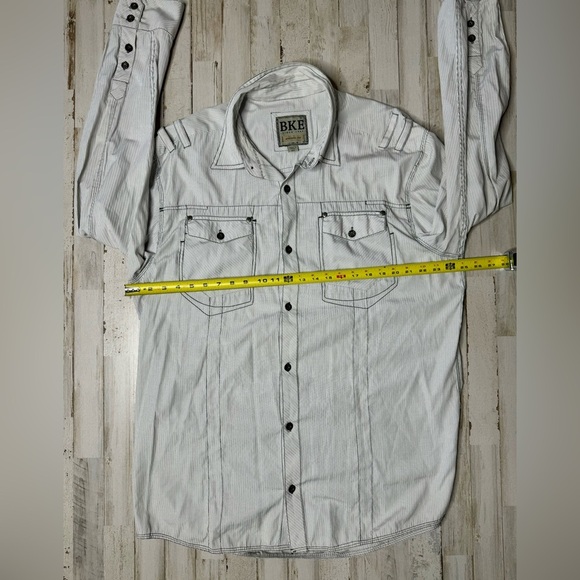 Buckle BKE Shirt Mens XXL White Black Stripe Long Sleeve Athletic Fit - Picture 5 of 13